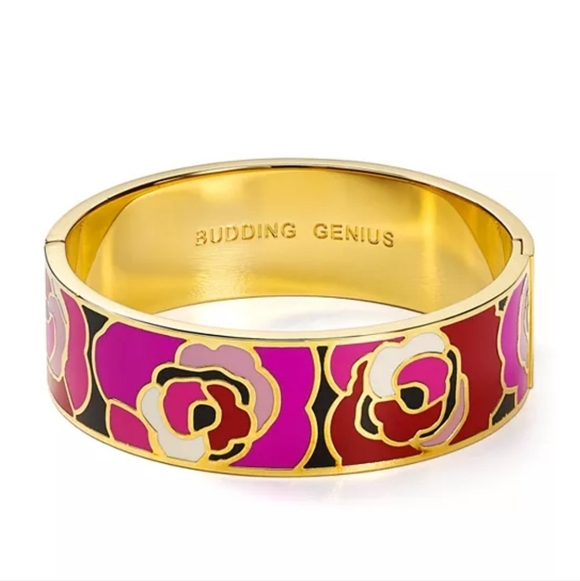 kate spade Jewelry - Kate Spade Budding Genius Gold & Pink Floral Bangle